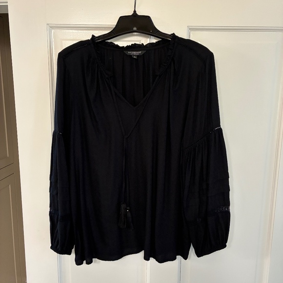 Liverpool Black size M tie front popover blouse - Picture 1 of 9